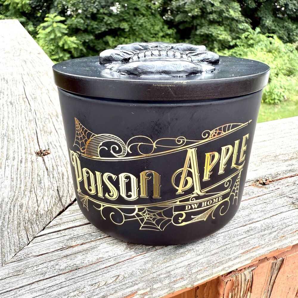 NEW DW Home Halloween Poison Apple Jar Candle 3D Skull Lid 10.3oz